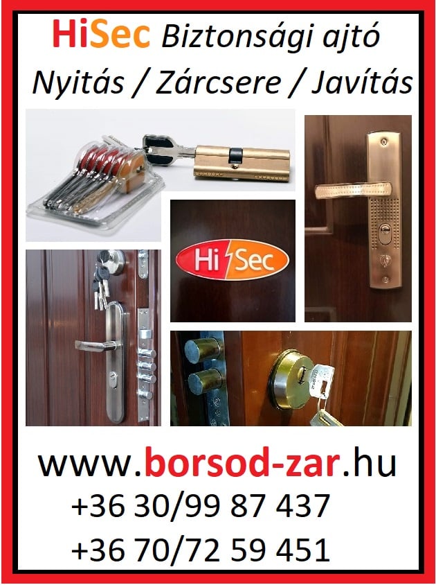 BORSOD ZÁR - Zárjavítás - Zárcsere - Ajtónyitás – kép